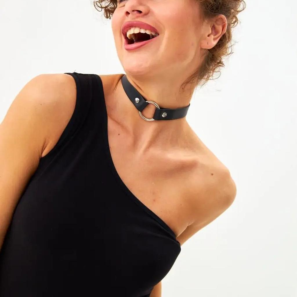 Pu Leather Heart Choker - Adjustable Gothic Necklace - Punk Collar Gift For Women