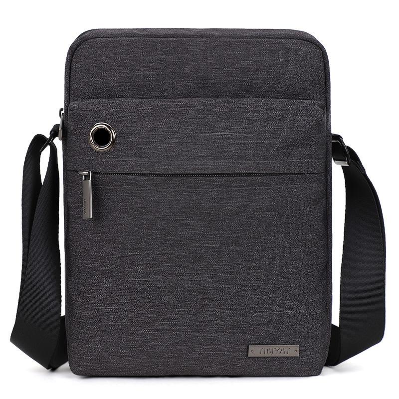 Men's Shoulder Bag Business Casual Outdoor Men's Cross Bag Korean Vertical Crossbody Bag with Headphone Hole