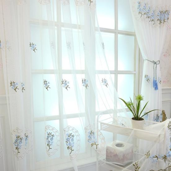 Yousheng Sheer Curtain Floral Embroidered Semi-transparent Fabric Diffuses Light Home Decor Window Curtains for Living Room