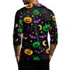 Men's Casual Halloween Printed Crew Neck T Shirt Three Quarter Sleeve Top Suitable for Seasonal Wear and Everyday Use