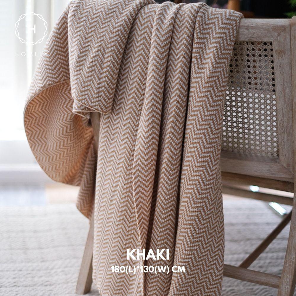 Homlly Herringbone Knitted Soft Woven Blanket Throw
