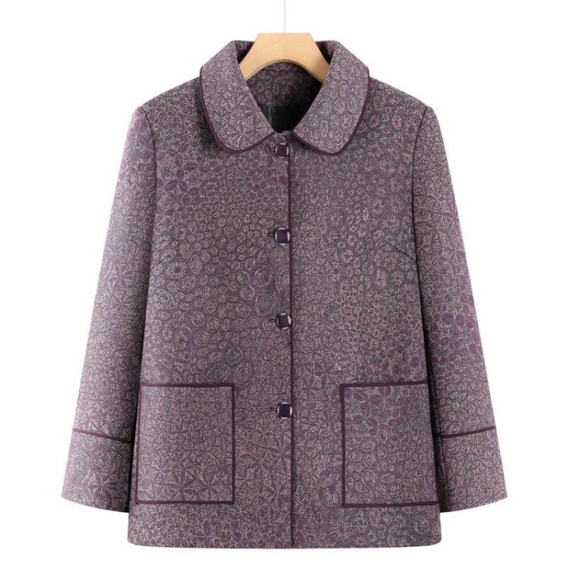 

Пожилое пальто среднего возраста бабушка осень среднего и пожилого возраста топ 0 мать женская одежда весна и осень пожилая женщина осенняя одежда 5XL [recommended 150-80kg] фиолетовый