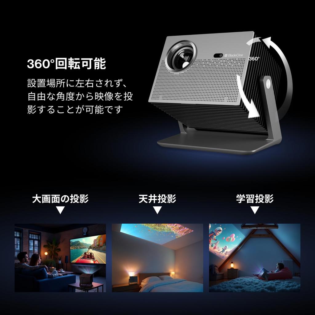 Bladecine Cube 600 Full HD Netflix Dolby Atmos 600 ISO Compact Ceiling Projector for Home Quiet Integrated Fully Automatic Keystone Portable for