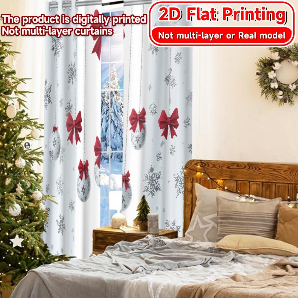 Set Of 2 Flat Printing Festive Corner Print Curtains Prints Room Decor Perfect Bedroom Modern Semi Sheer Made Polyester Window Treatment