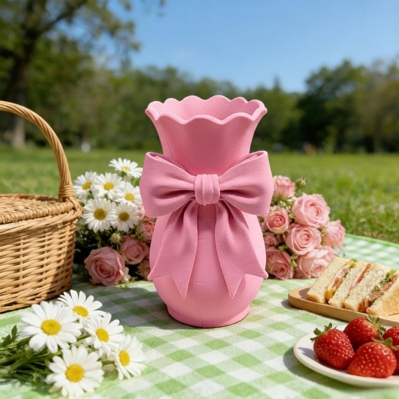 Modern Nordic Styles 3D Printed Bowknot Design Vases Ideal For Dried Flower Arrangement And Desktop Display Pen Holder