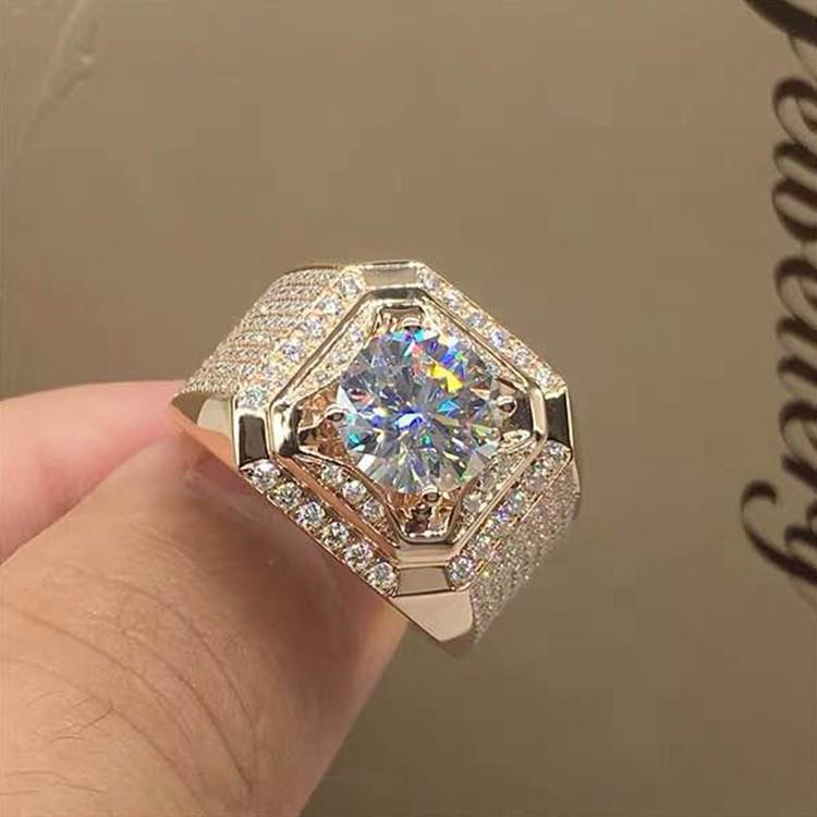 Weiya Luxury Zircon & Silver Diamond Wedding Ring for Men & Women