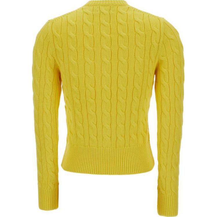 Polo Ralph Lauren Solid Color Single-Breasted Round Neck Long Sleeve Knit Sweater Women Sweater Yellow 211891643-011