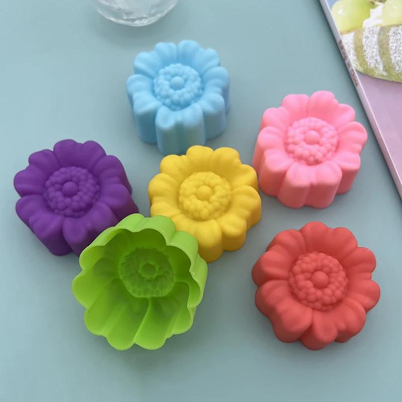 5PCS Flower Silicone Candle Mold DIY Handmade 3D Rose Soap Plaster Resin Mould Cake Baking Tool Kitchen Party Decoration Supply