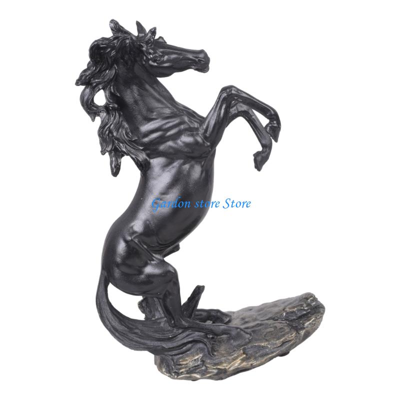 B0KB 12Inch Tall Standing Horse Statue Resins Sculpture Ornament for Interior Decoration Home Office Collectible Figurine