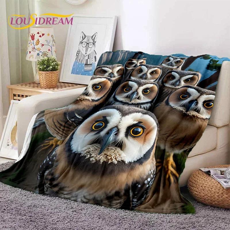 3D Cute Owl Eagle Birds Cartoon Soft Flannel Blanket for Beds Bedroom Sofa Picnic,Throw Blanket for Cover Outdoors Leisure Gift