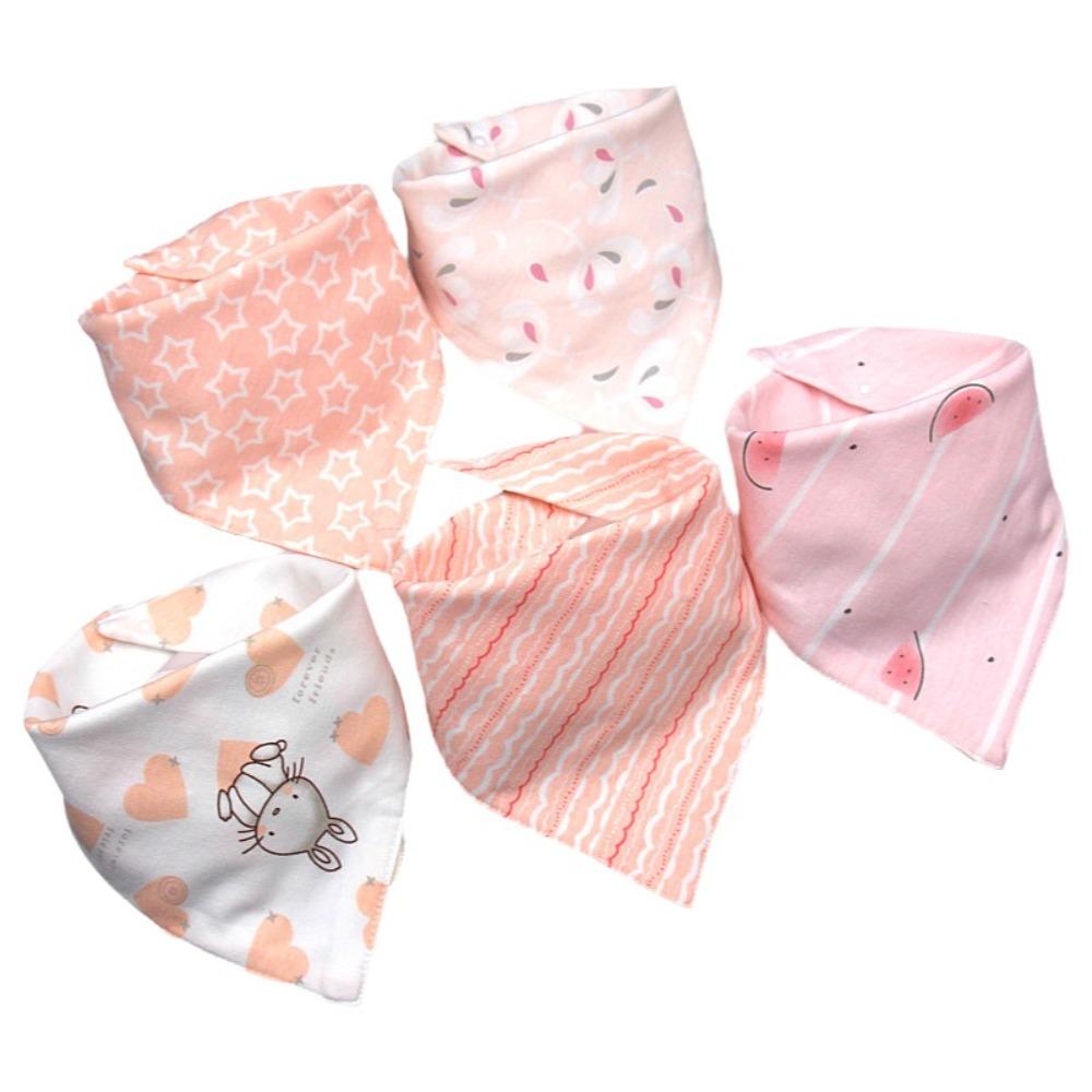 5PCS/SET Triangle Design Cotton Bibs Cartoon Print Saliva Towel Cute Feeding Bibs Newborn Feeding