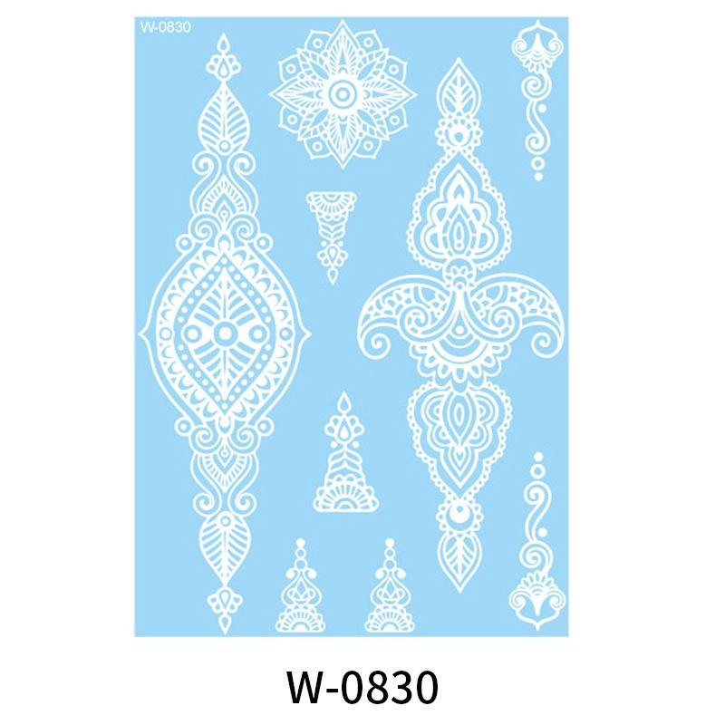 Beauty Sticker White Lace Tattoo Sticker Indian Temporary Tattoo Waterproof Tattoo Sticker