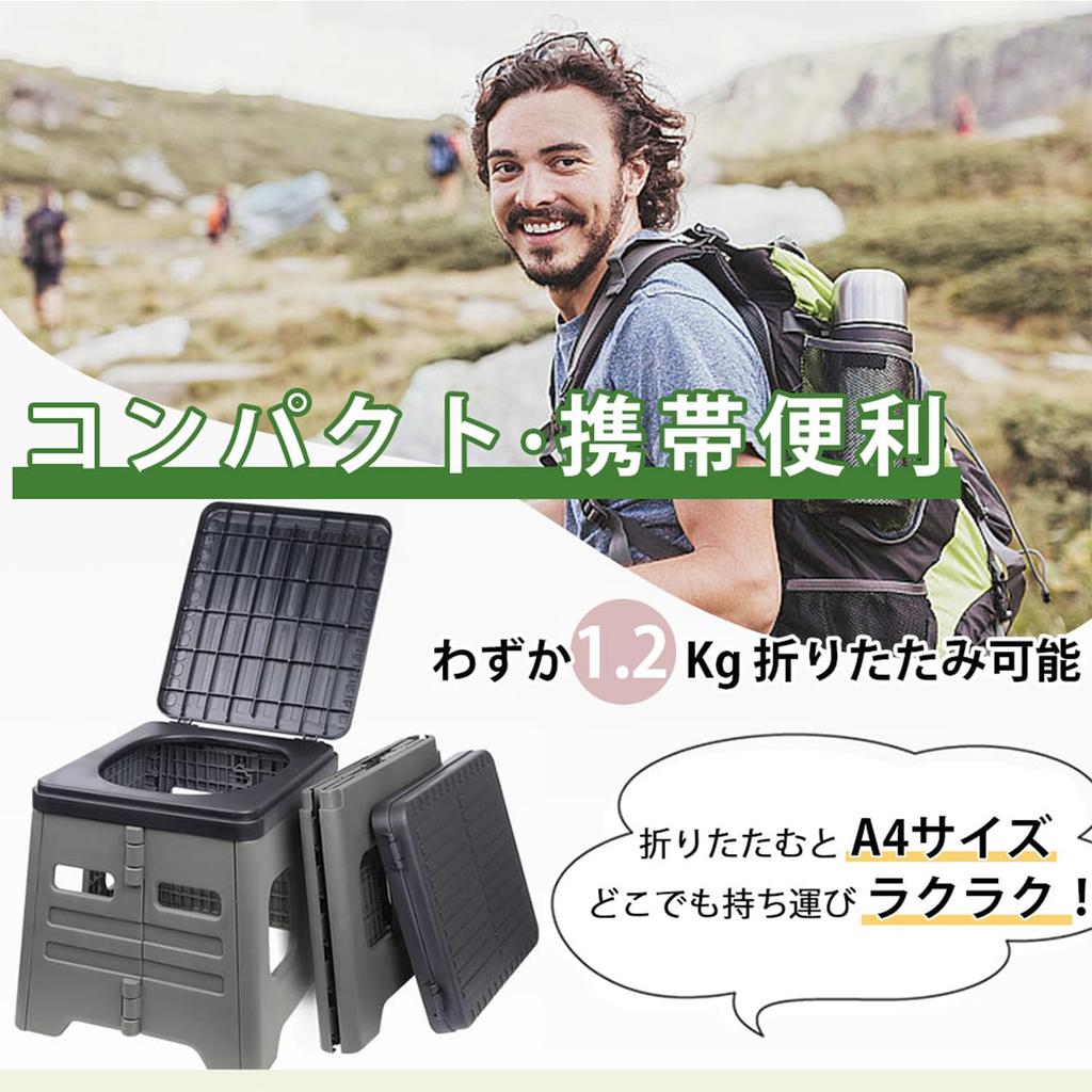 Foldable Portable Toilet with Lid, Gray, ZDCS01