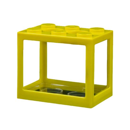 

Мини аквариум для петушка, штабелируемый строительный блок, крошечный аквариум, аквариум, прозрачный видимый прямоугольный маленький аквариум-куб для креветок, украшение жёлтый