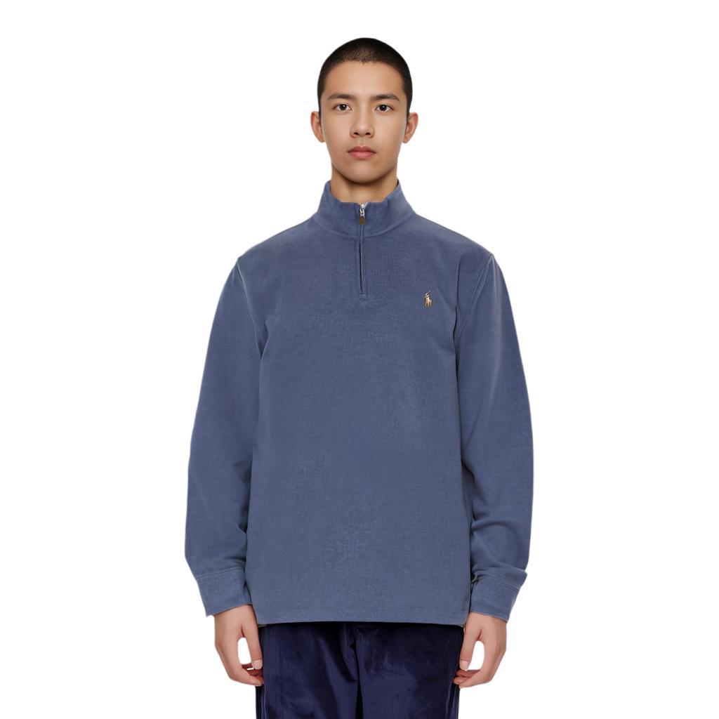 Polo Ralph Lauren Solid Color Mock Neck Half Zip Pullover Long Sleeve Sweatshirt Men sweatshirt Blue 710877001-004