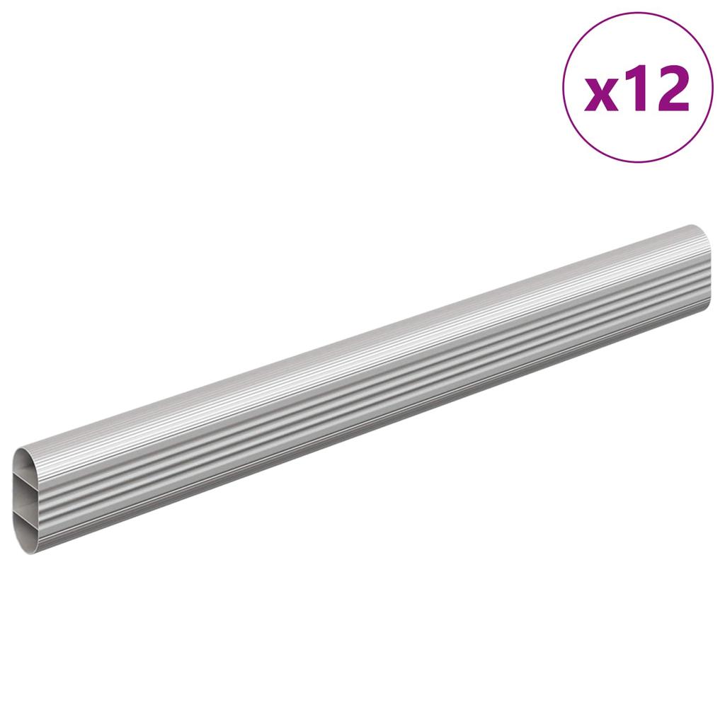 Clothes Rod 12 pcs Silver 264 x 15 x 29 mm Aluminum Alloy