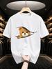 2026 New Cotton Tshirt Little Bear Peeking Out Of The Zipper Cute Print Round Neck Short Sleeve Casual Top