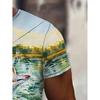 Mens Vibrant Fish Print Casual T-Shirt - Breathable Slight Stretch Polyester Crew Neck Tee for Outdoor Perfect for Summer