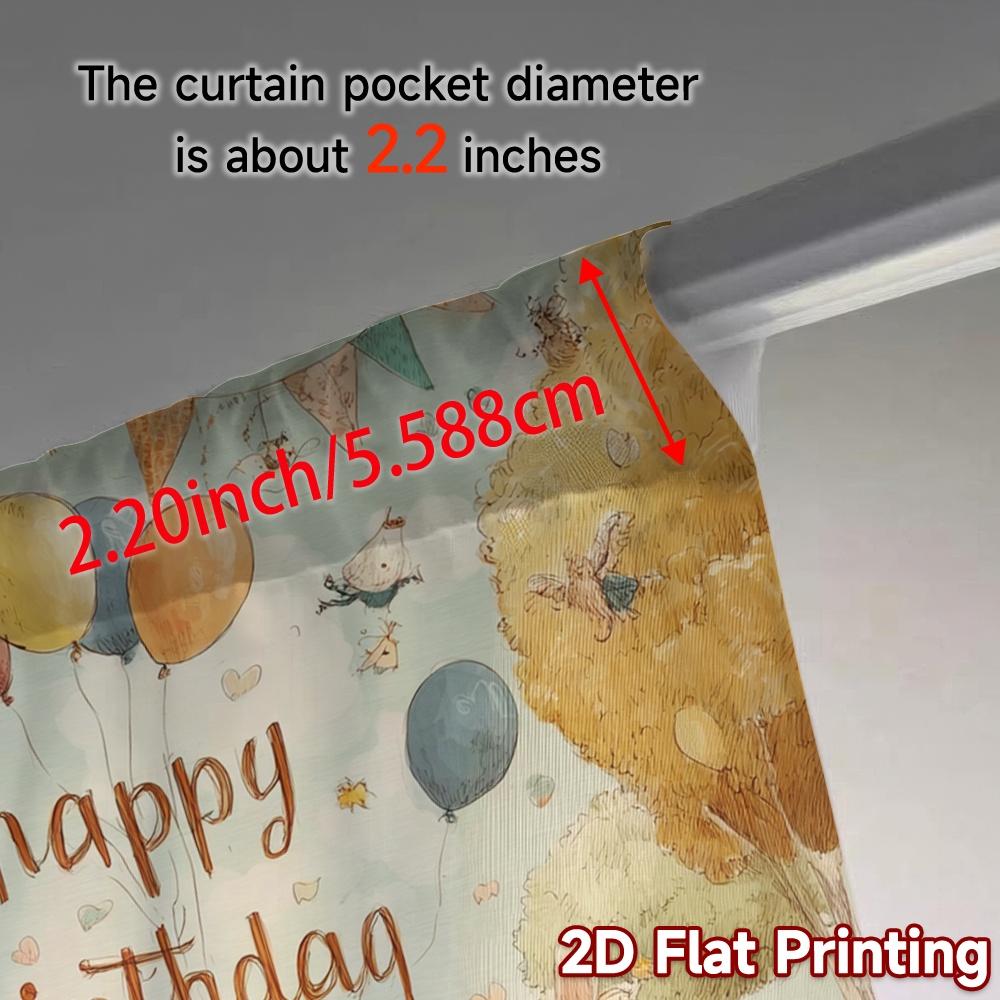 2pcs, 2D FLAT PRINTING Curtains (Without Rod) Birthday Meadow Modern Curtain Modern Yarn Curtains Decorations For Home Ldeal for