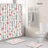Flamingo Bathroom Shower Curtain Floor Mat Toilet Cover Foot Mat Four-Piece Pattern Size