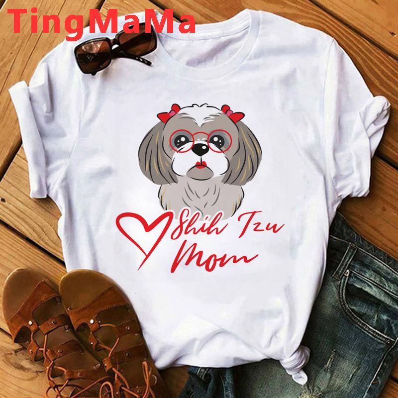 Maminka Tričko Ženy Harajuku Letní topy Kreslený Shih Tzu Grafika Trička Kawaii Módní Unisex topy