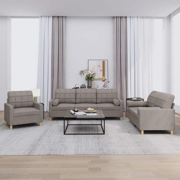 VidaXL Sofa Set with Cushions 3 Pcs, Sofas with Armrests and Backrest, Furniture Set, Living Room Furniture, 3201265