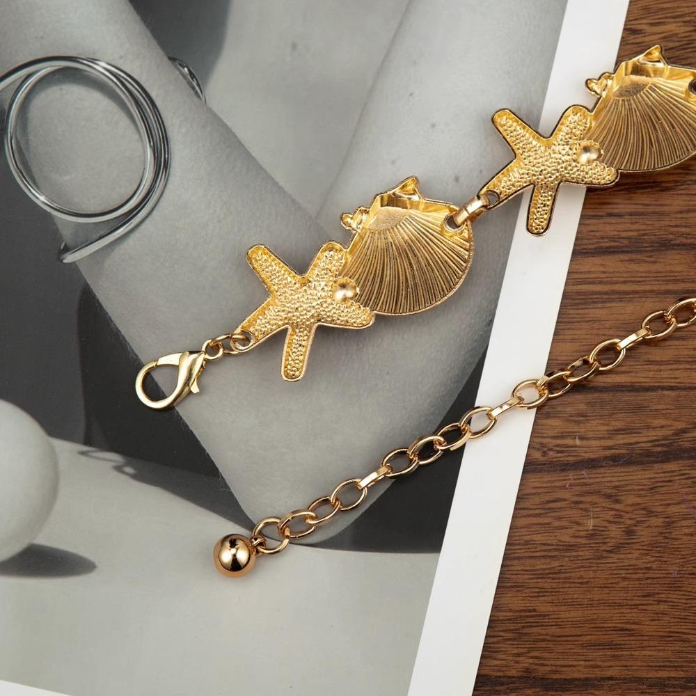 Ornaments Bohemian Shell Waist Belt Zinc Zinc Alloy Pearl Starfish Beach Body Chain  Vacation