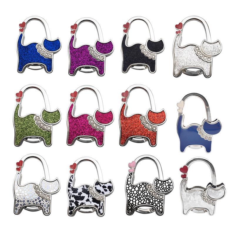 Two-heart Cat Bag Hook: Customizable Logo, Inner-Folding Table Edge Hook for Ladies