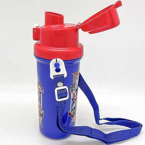 OSK Ultra Heroes Direct Drinking Water Bottle, 600ml, Made in Japan, with Dedicated Shoulder Strap, One-Touch Opening, Wide Mouth, Easy to Drink from,