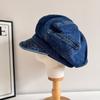 JYL TS DIY Denim Beret Women  Spring Washed Distressed Painter Hat Cotton