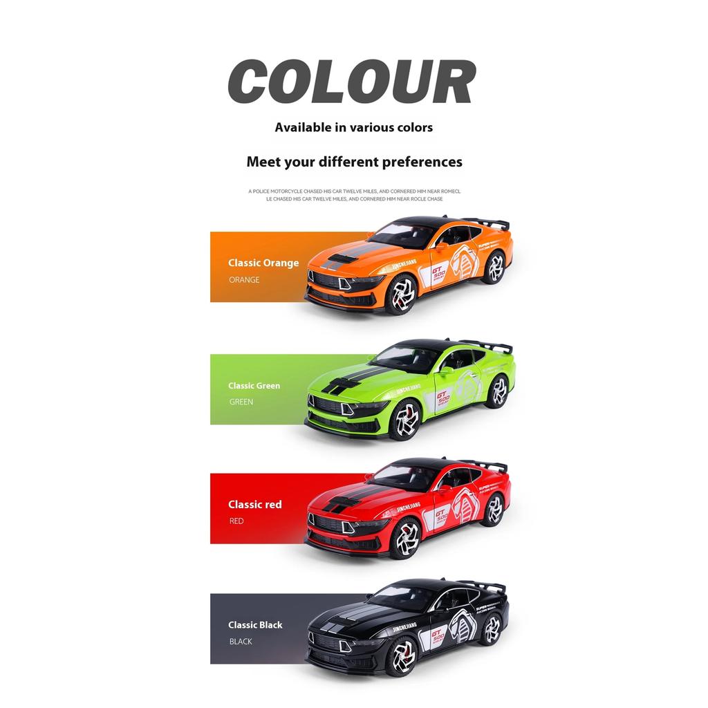 1/32 Mustang GT500 Alloy Die-cast Car Model Return Force Forward Simulation Sound and Light Children's Toy Car Boy Gift