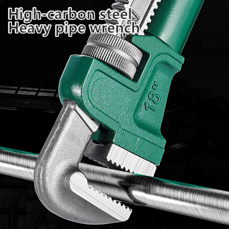 Heavy Duty Carbon Steel Straight Pipe Wrench 10", 12", 14", 18" Pipe Plier Universal Industrial Adjustable Plumbing Hand Wrench