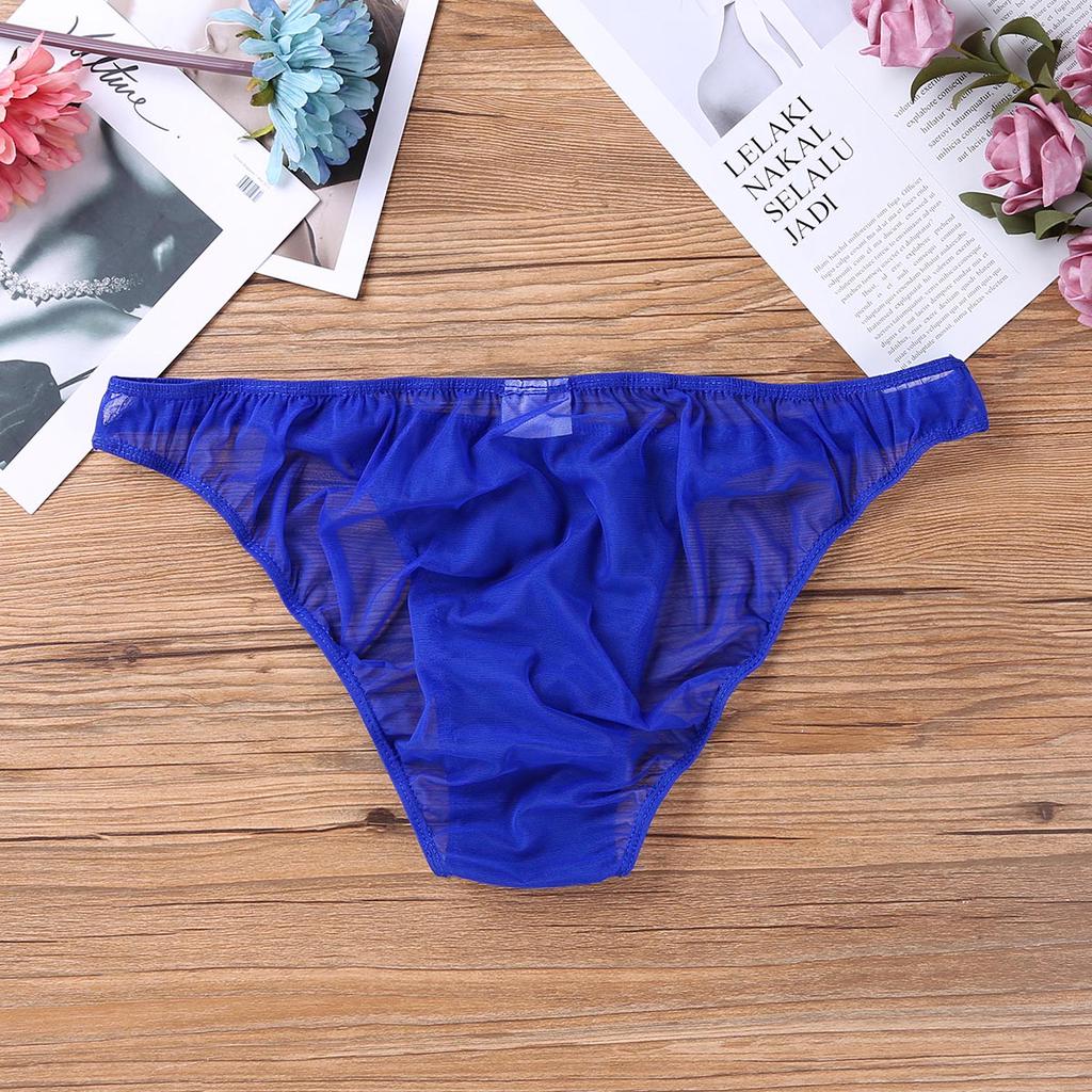 Mesh Shiny Ruffle Bikini Briefs Underwear Panties Mens Sexy Sheer