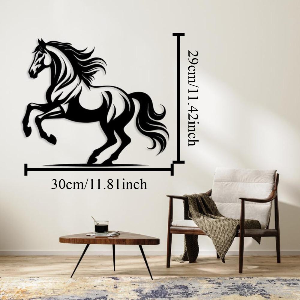 

3D Metal Horse Wall Art Black Steel Farmhouse Sculpture Home Decor 12in