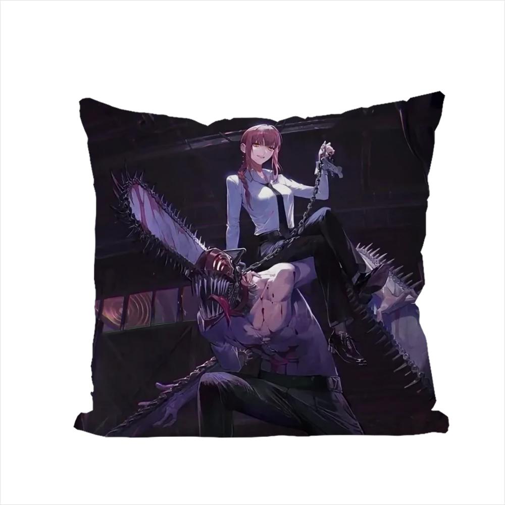 Chainsaw Man Pillow Case For Car Sofa Decorative Home Doublesided Print Plush Square Throw Pillow Cushion Cover