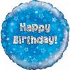 Oaktree 18 Inch Happy Birthday Blue Holographic Balloon