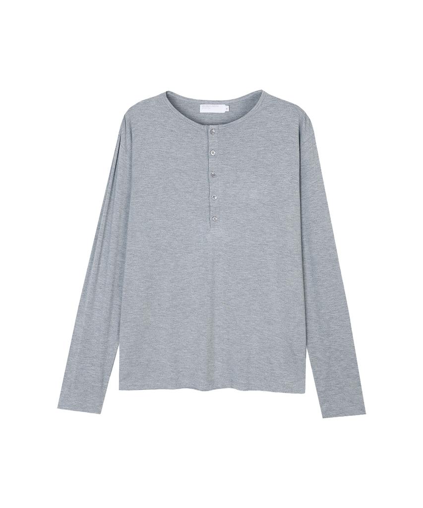 MICHIKO LONDON SPORTS Soft Jersey Henley Neck Long Sleeve