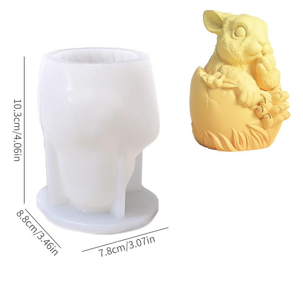 3D Easter Bunny Egg Candle Silicone Mold Rabbit Resin Plaster Resin Ornaments Mould Home Decoration Gifts Candle Making Supplies