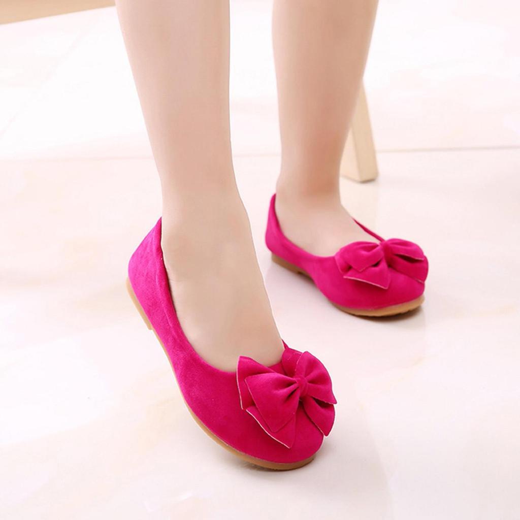 Children Kid Baby Girls Solid Bowknot Student Single Soft Dance Princess Shoes