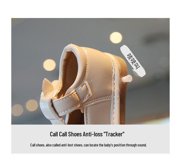 Soft-Soled Non-Slip Baby and Toddler Walking Shoes - Spring/Autumn Style Princess Squeaky Leather Shoes with Magic Tape for Girls.