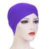 1Pc Hijab Breathable Solid Color Female Head Wrap Cross Forehead Polyester Headwrap Women's Turban