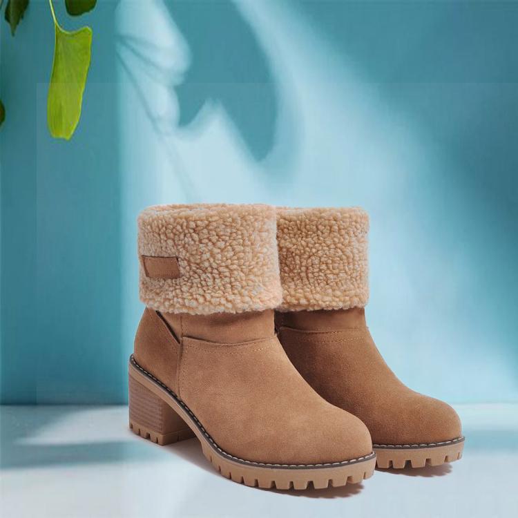 Botas de nieve de ante de mujer zapatos de algodón cálido zapatos de tacón  alto botas de felpa botas comprar a buen precio — entrega gratuita, reseñas  reales con fotos — Joom