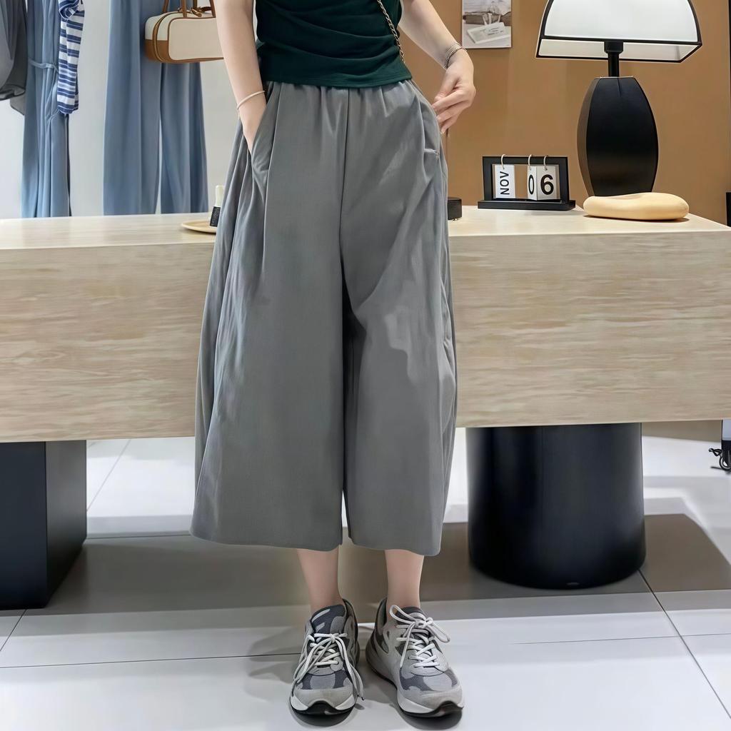 Women's Quick-Dry Sun Protection Wide-Leg Pants - Summer, Thin, Loose, Lightweight, Plus Size, Casual, Nine-Point, Straight Leg.
