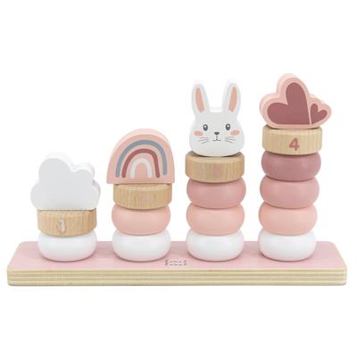 LabelLabel Little Stacking Stacking Toy, Wooden Educational Toy, Number and Color, Baby Toy for 1-2 Year Olds, Birthday Gift for Boys and Girls