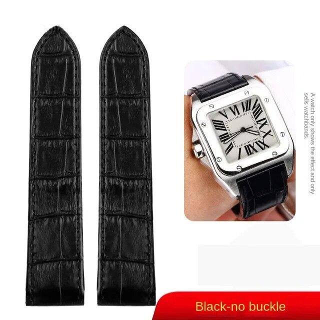 

Ремешок для часов Cartier Santos 100, 20 мм, 23 мм, для мужчин и женщин, высококачественные кожаные ремни, складная пряжка, ремешок для часов из натуральной кожи Black-no buckle 23mm