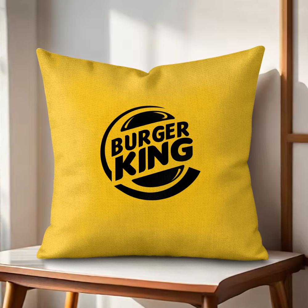 Brand HHun Burger King Cushion Cover Natural Linen Organic Fabric DoubleSided Printing Couch Pillow Covers Home Decor