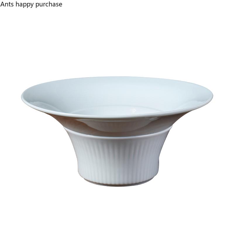 Round Pure White Ceramic Plate Soup Plates Furnace Heating and Holding Plate Dinner Plates Fruit Salad Bowl Dessert Bowl Dish