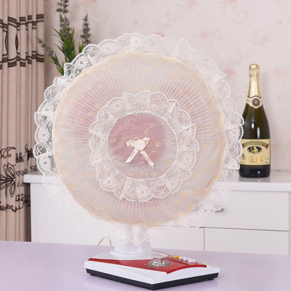 Pastoral Style Lace Electric Fan Cover Round Floral Floor Fan Covers Fan Dust Cover Bedroom