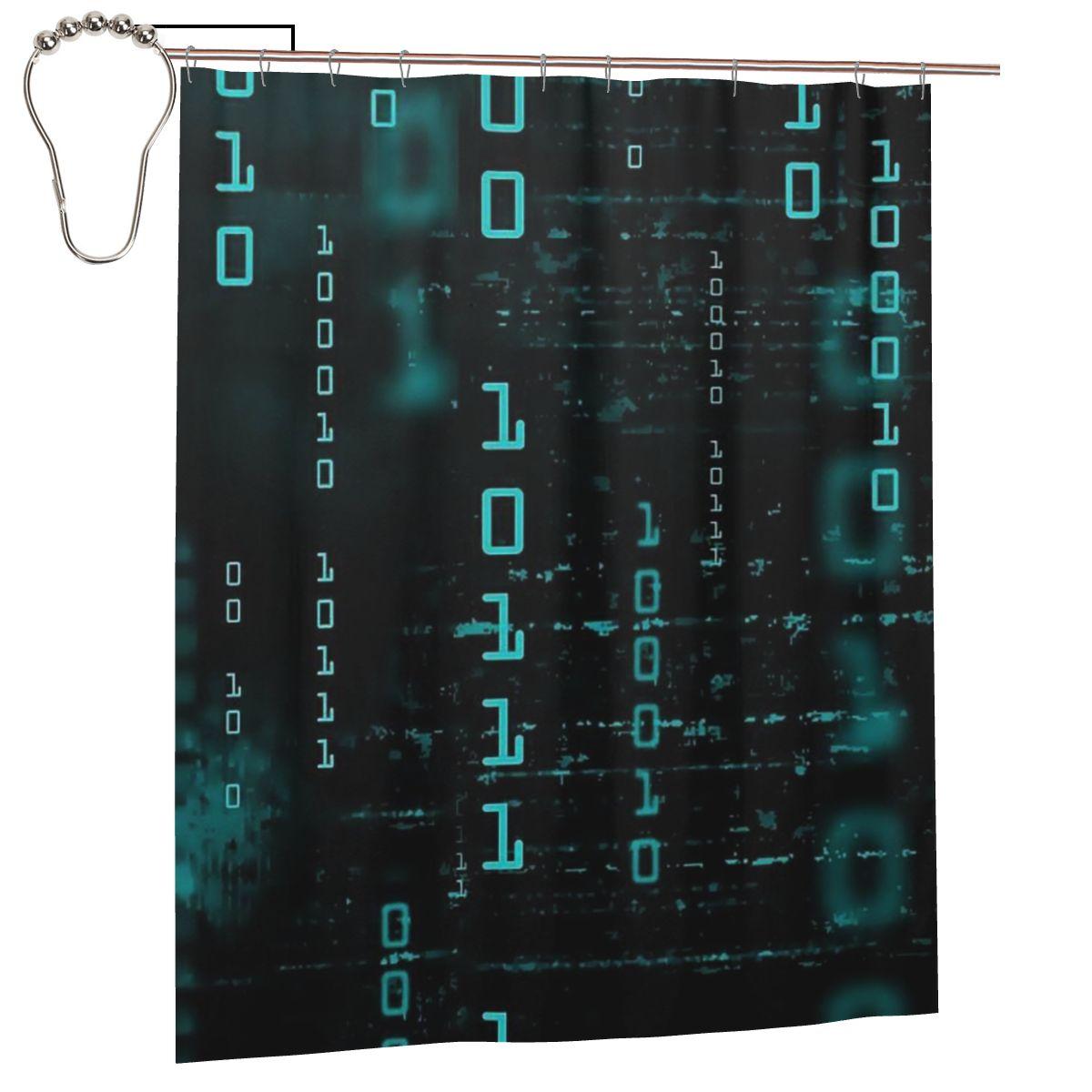 

Hacker Code Binary Code Geek Science Computer Shower Curtain Bathroom Polyester Waterproof Bath Curtains With Hooks W60H190(CM)-1 Pcs