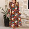 Women's Christmas Printed Fashionable Loose Round-neck Dress